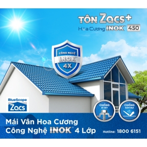 TÔN ZACS®+ HOA CƯƠNG INOK® 450 - Tôn Zacs®+ Hoa Cương INOK® 450 là sản phẩm cao cấp với bề mặt vân đá hoa cương độc đáo tạo thẩm mỹ sang trọng cho mái và cả cả căn nhà. 